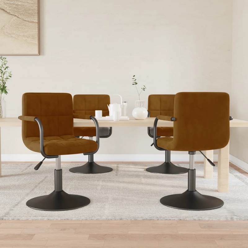 vidaXL Swivel Dining Chairs 4 pcs Brown Velvet