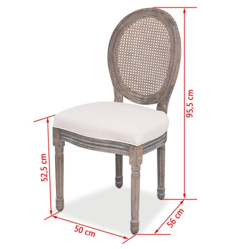 vidaXL Dining Chairs 4 pcs Linen and Rattan