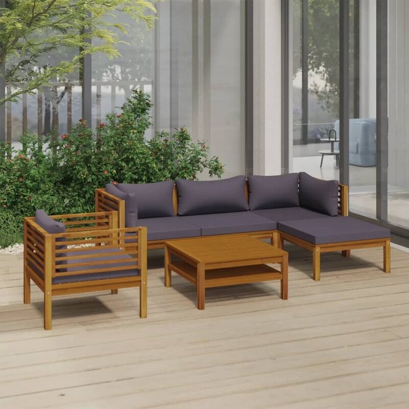 

vidaXL 6 Piece Garden Lounge Set with Cushion Solid Acacia Wood