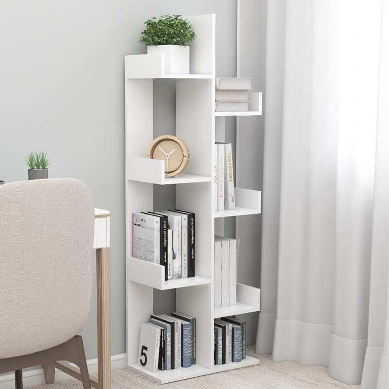 

vidaXL Book Cabinet White 48x25.5x140 cm Engineered Wood