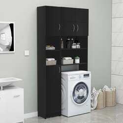 vidaXL Washing Machine Cabinet Set Black Engineered Wood
