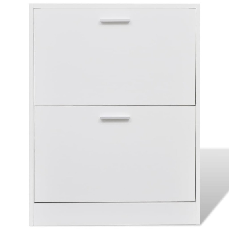 vidaXL White Wooden Shoe Cabinet with 2 Compartments