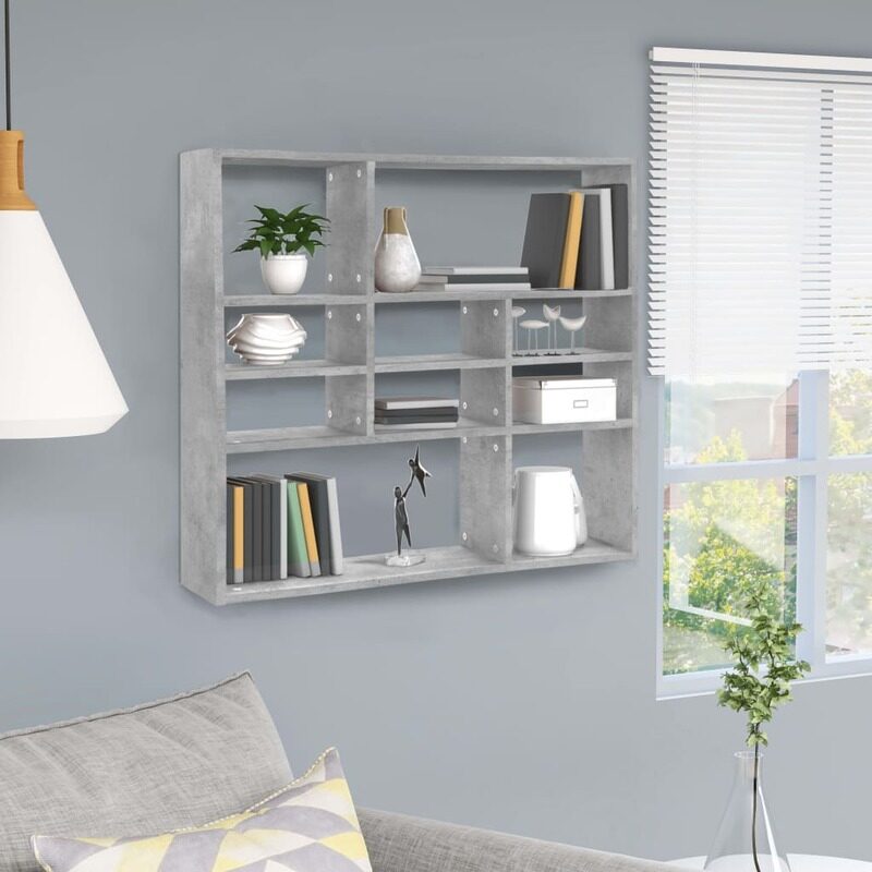 vidaXL Wall Shelf Concrete Grey 90x16x78 cm Engineered Wood