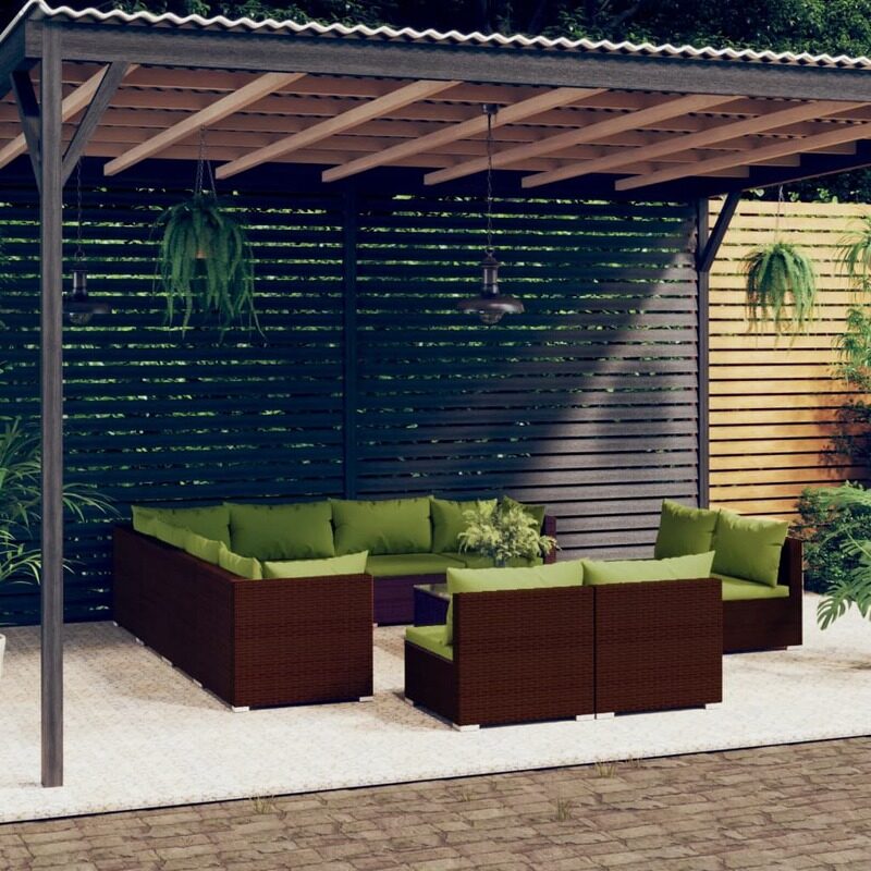

vidaXL 12 Piece Garden Lounge Set with Cushions Brown Poly Rattan