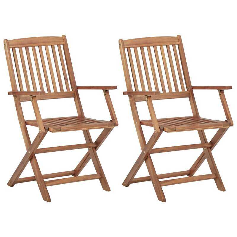 

vidaXL Folding Outdoor Chairs 2 pcs Solid Acacia Wood