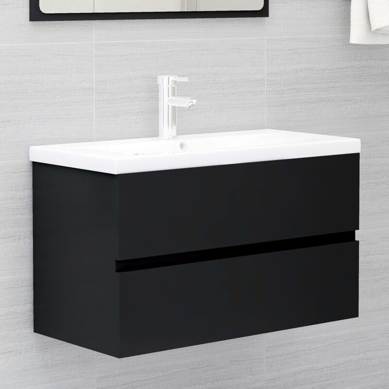 

vidaXL Sink Cabinet Black 80x38.5x45 cm Engineered Wood