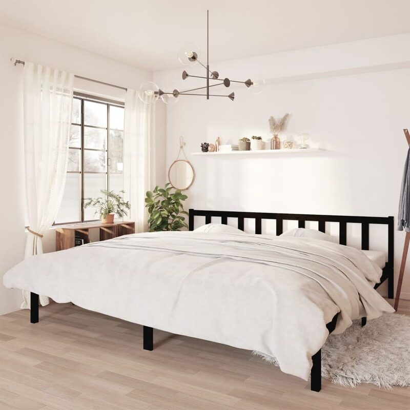

vidaXL Bed Frame Black Solid Pinewood 180x200 cm 6FT Super King UK