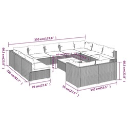 vidaXL 12 Piece Garden Lounge Set with Cushions Grey
