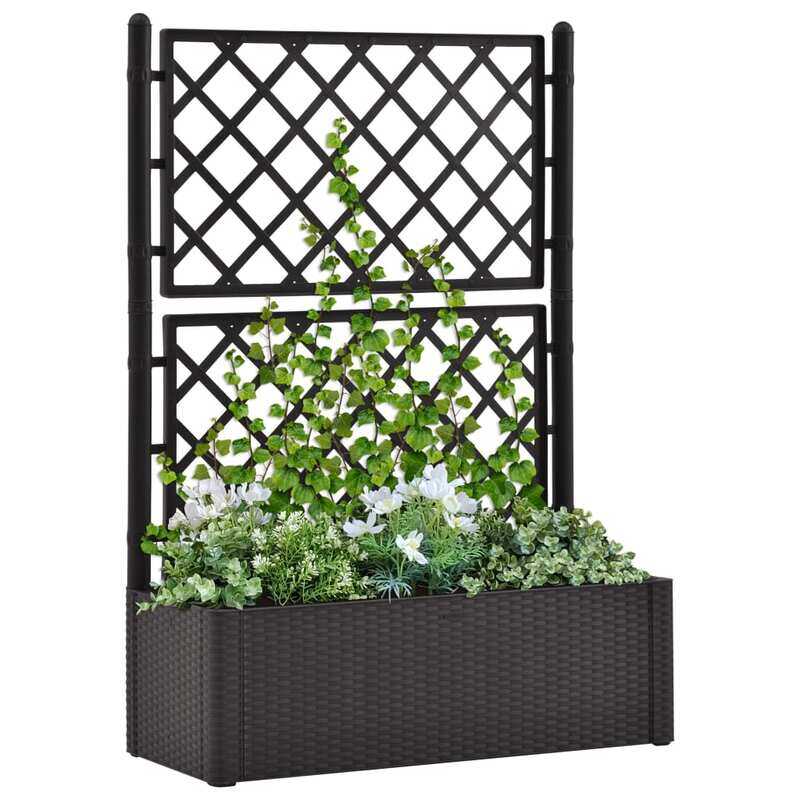 

vidaXL Garden Raised Bed with Trellis and Self Watering System Anthracite