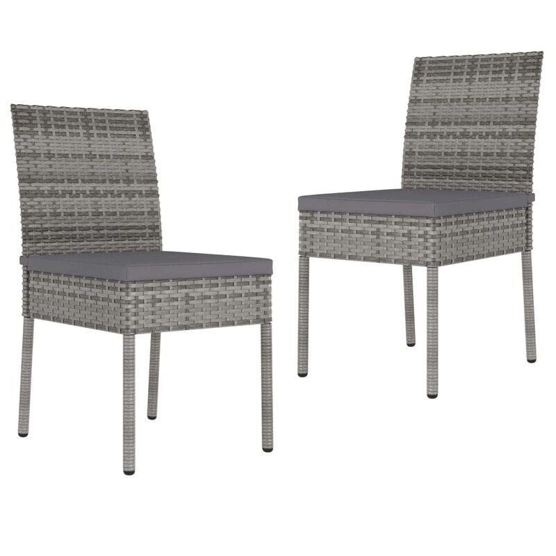 

vidaXL Garden Dining Chairs 2 pcs Poly Rattan Grey