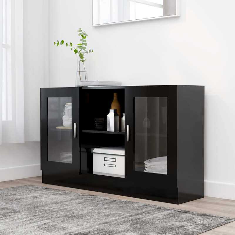 

vidaXL Vitrine Cabinet Black 120x30.5x70 cm Engineered Wood