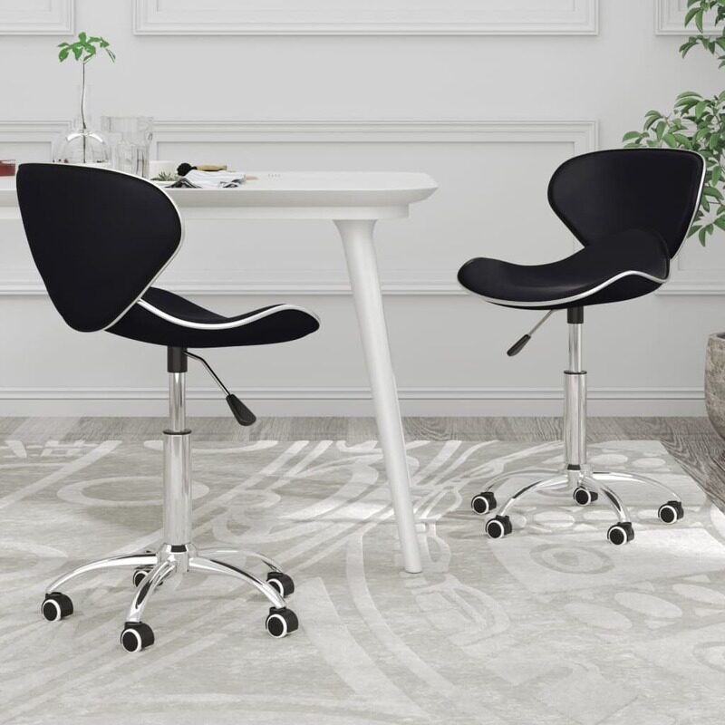 

vidaXL Swivel Dining Chairs 2 pcs Black Faux Leather