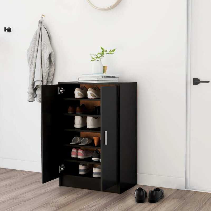 

vidaXL Shoe Cabinet Black 60x35x92 cm Engineered Wood