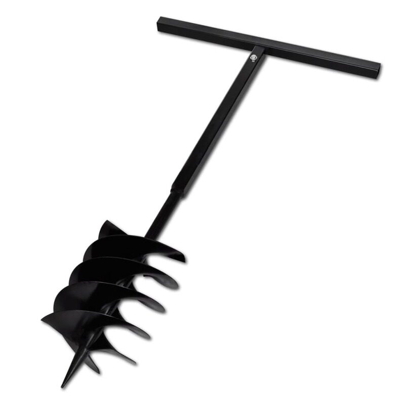 

vidaXL Ground Drill with Handle Auger Bit 200 mm Three Spirals Steel Black