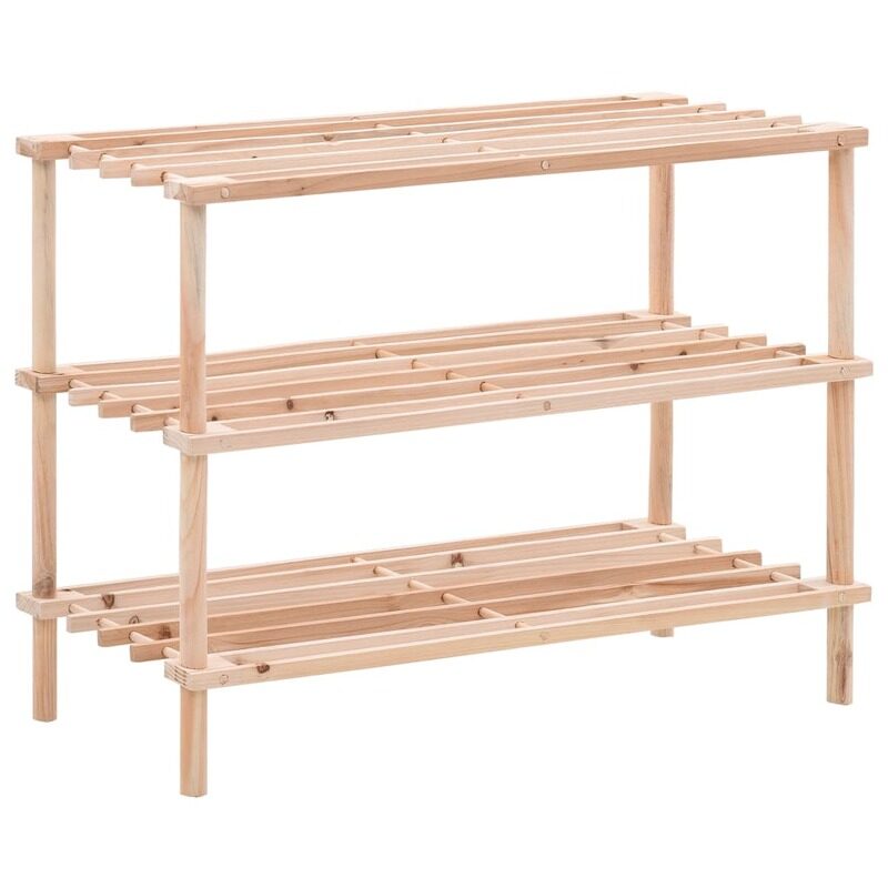 

vidaXL 3-Tier Shoe Rack Solid Fir Wood