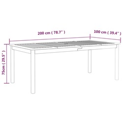 vidaXL Garden Table Grey 200x100x75 cm Solid Wood Acacia