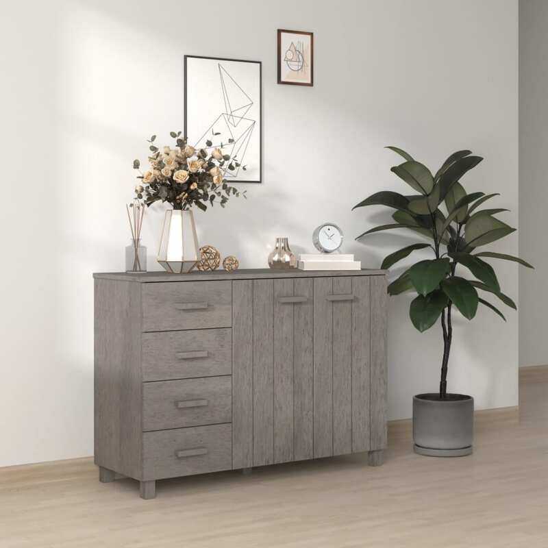 

vidaXL Sideboard HAMAR Light Grey 113x40x80 cm Solid Wood Pine