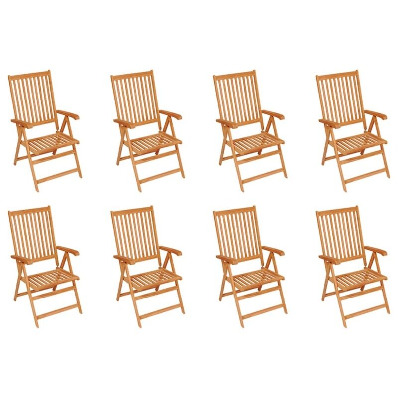 vidaXL Reclining Garden Chairs 8 pcs Solid Teak Wood