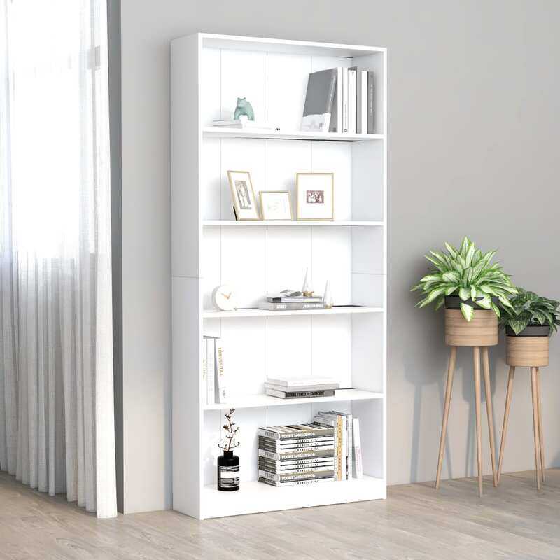 

vidaXL 5-Tier Book Cabinet White 80x24x175 cm Engineered Wood