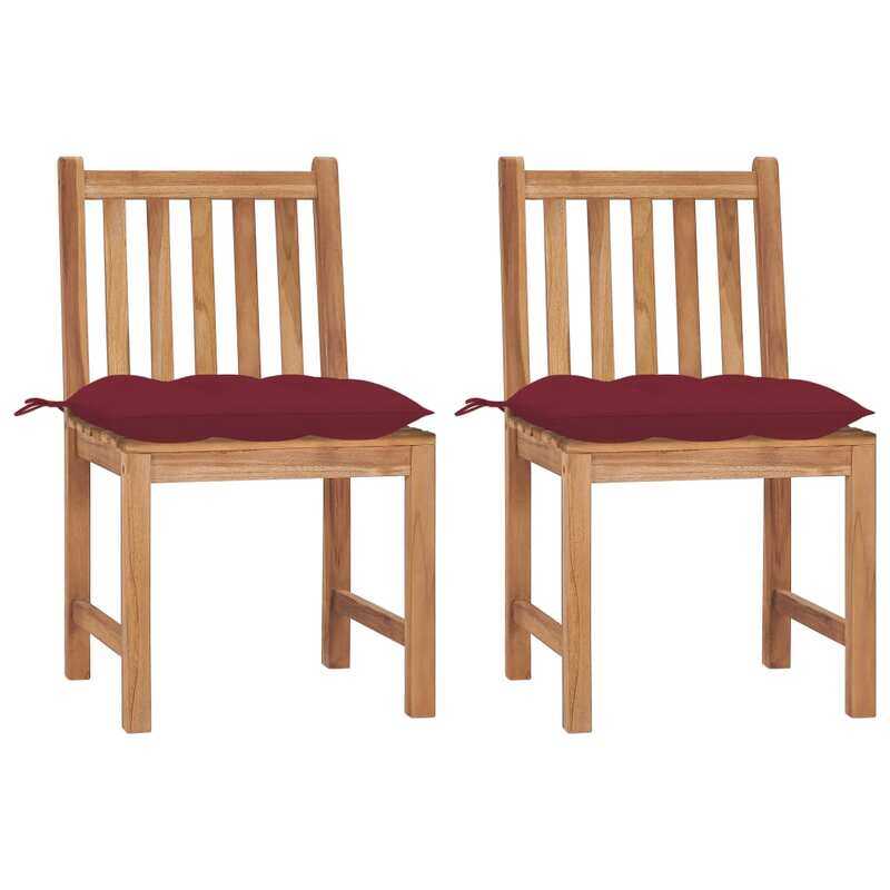 

vidaXL Garden Chairs 2 pcs with Cushions Solid Teak Wood