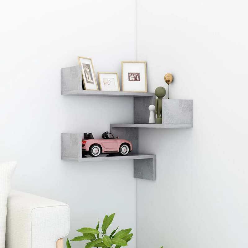 vidaXL Wall Corner Shelf Concrete Grey 40x40x50 cm Engineered Wood