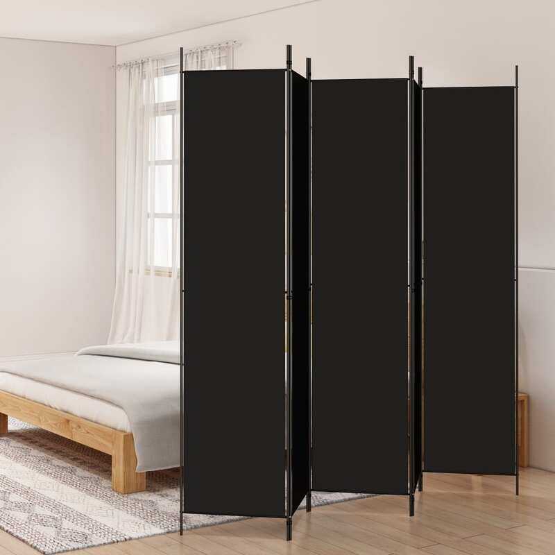 

vidaXL 5-Panel Room Divider Black 250x220 cm Fabric