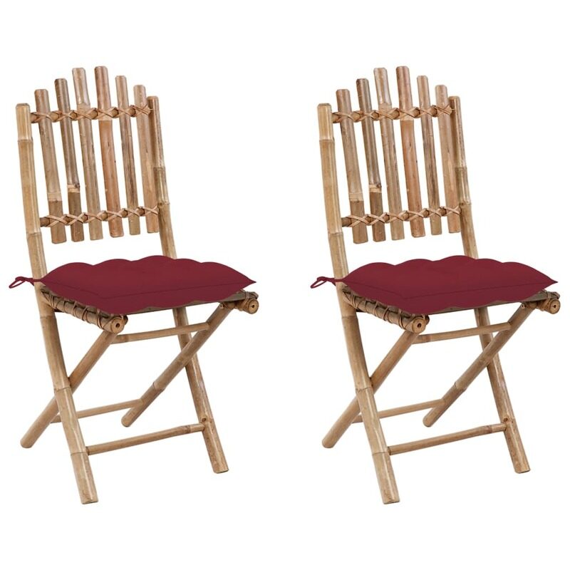 

vidaXL Folding Garden Chairs 2 pcs with Cushions Bamboo