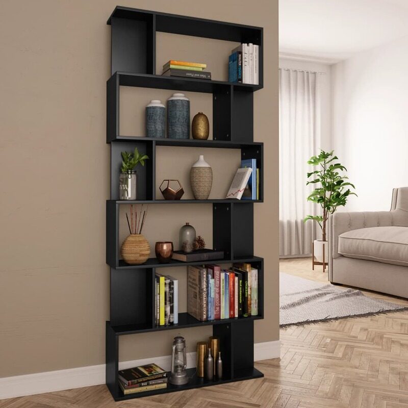 

vidaXL Book Cabinet/Room Divider Black 80x24x192 cm Engineered Wood