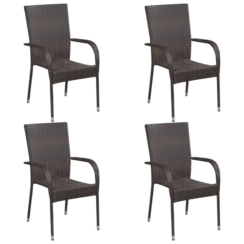 

vidaXL Stackable Outdoor Chairs 4 pcs Poly Rattan Brown