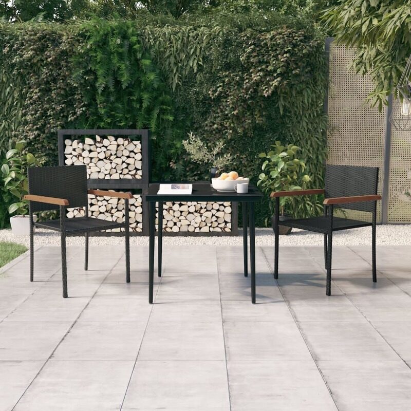 

vidaXL 3 Piece Garden Dining Set Black