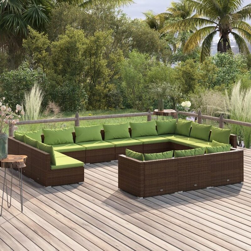 

vidaXL 13 Piece Garden Lounge Set with Cushions Brown Poly Rattan