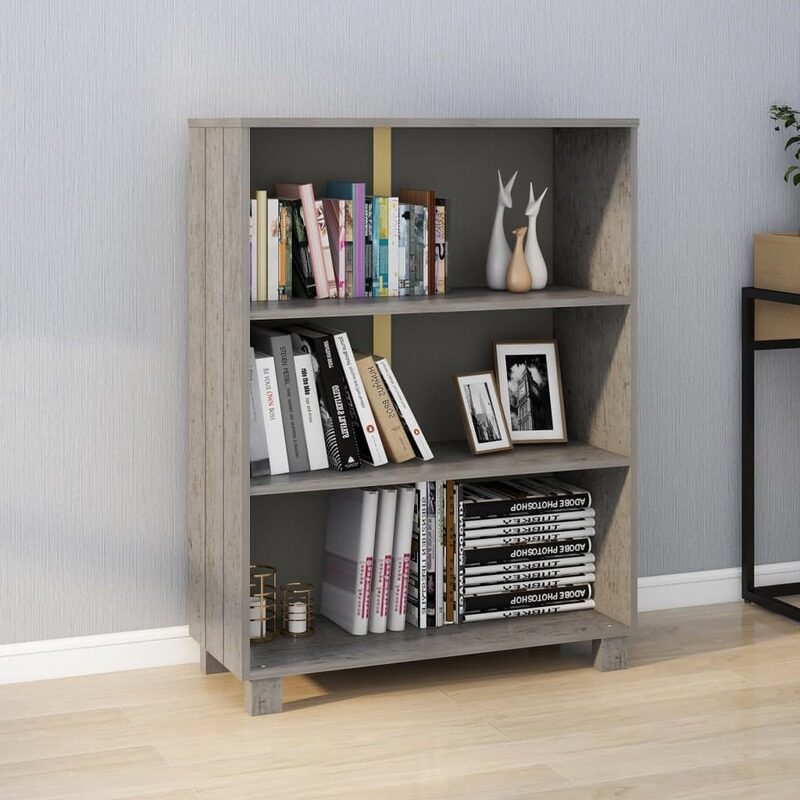 

vidaXL Book Cabinet HAMAR Light Grey 85x35x112 cm Solid Wood Pine