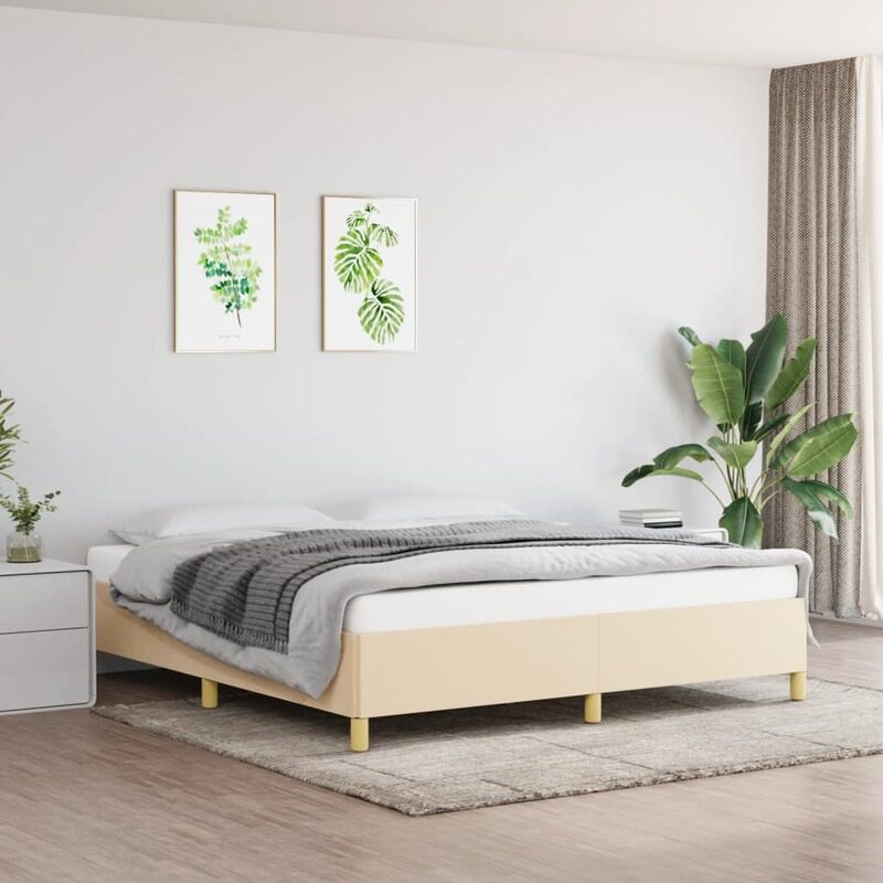 

vidaXL Bed Frame Cream 180x200 cm 6FT Super King Fabric