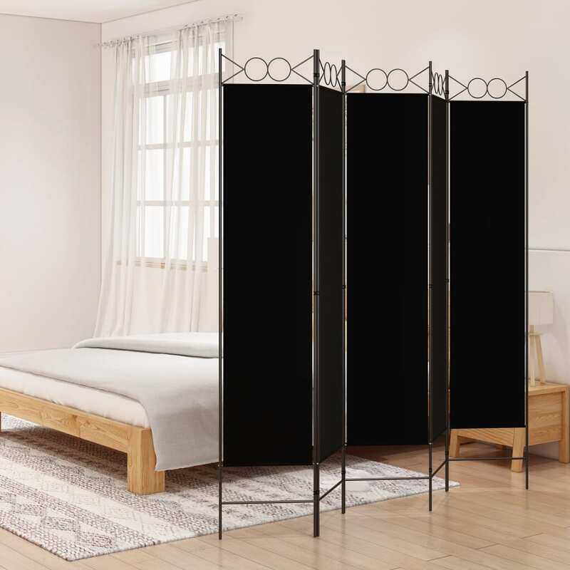 

vidaXL 5-Panel Room Divider Black 200x200 cm Fabric