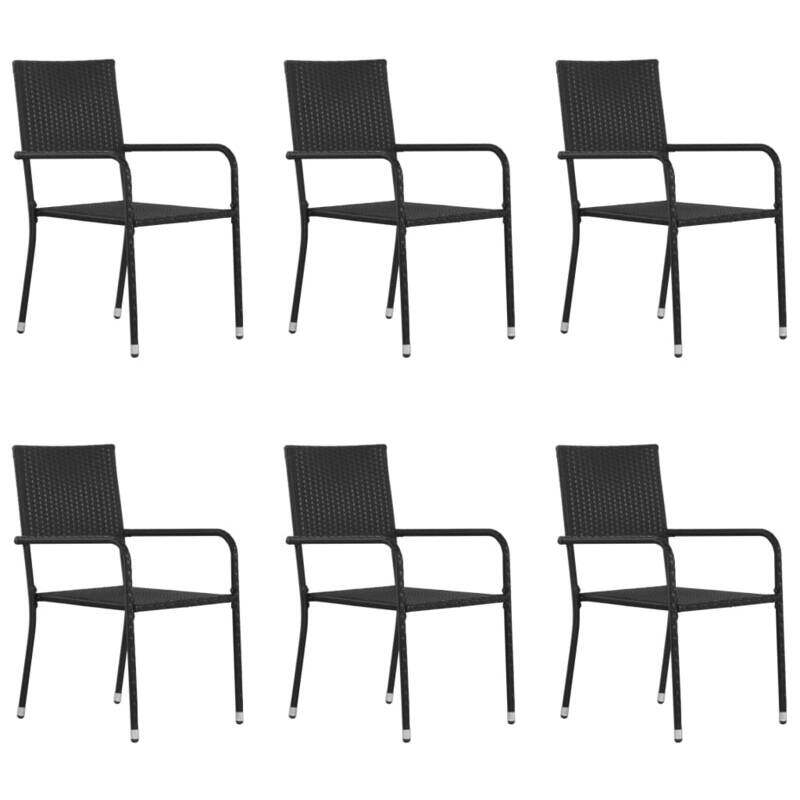 

vidaXL Outdoor Dining Chairs 6 pcs Poly Rattan Black