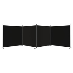 vidaXL 4-Panel Room Divider Black 698x180 cm Fabric