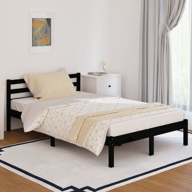 

vidaXL Day Bed Solid Wood Pine 120x200 cm Small Double Black