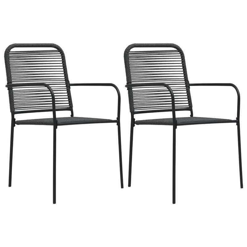 

vidaXL Garden Chairs 2 pcs Cotton Rope and Steel Black