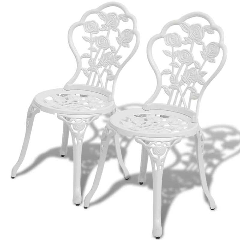 vidaXL Bistro Chairs 2 pcs Cast Aluminium White