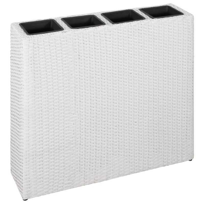 

vidaXL Garden Raised Bed with 4 Pots Poly Rattan White