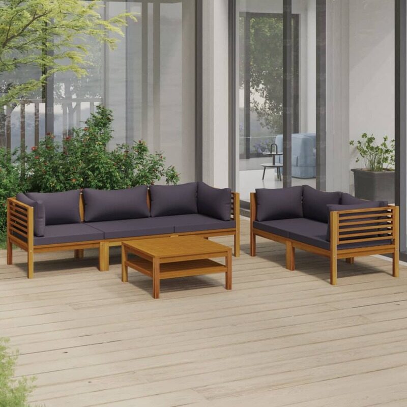 

vidaXL 6 Piece Garden Lounge Set with Cushion Solid Acacia Wood