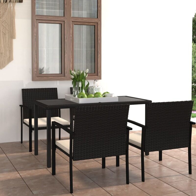 

vidaXL 5 Piece Garden Dining Set Poly Rattan Black