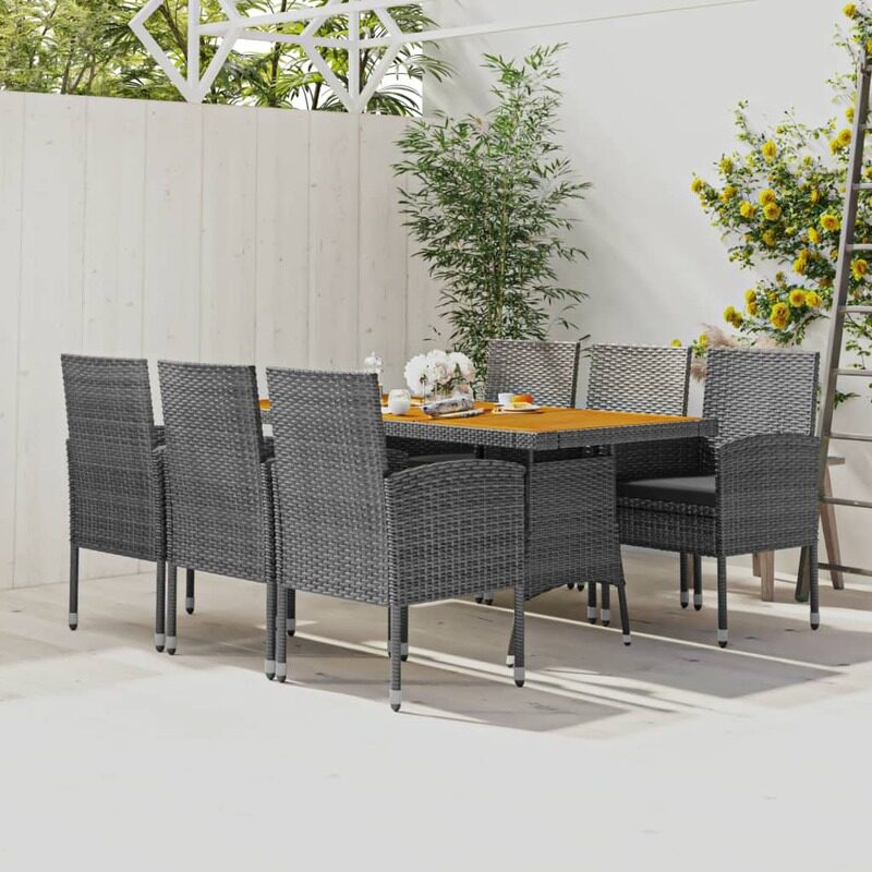 

vidaXL 7 Piece Outdoor Dining Set Poly Rattan Grey
