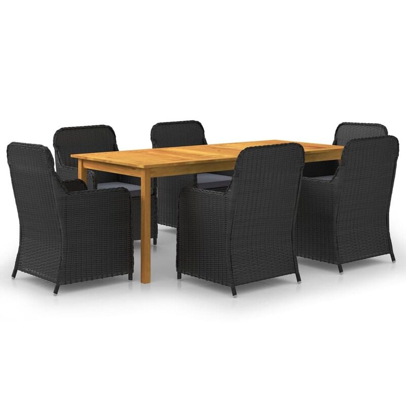 

vidaXL 7 Piece Garden Dining Set Black