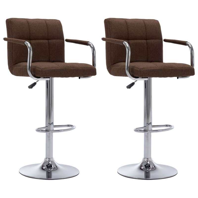 

vidaXL Bar Stools 2 pcs Brown Fabric