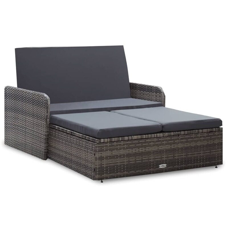 

vidaXL 2 Piece Garden Lounge Set with Cushions Poly Rattan Grey