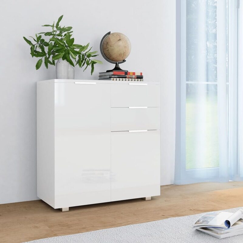 

vidaXL Sideboard High Gloss White 71x35x76 cm Engineered Wood