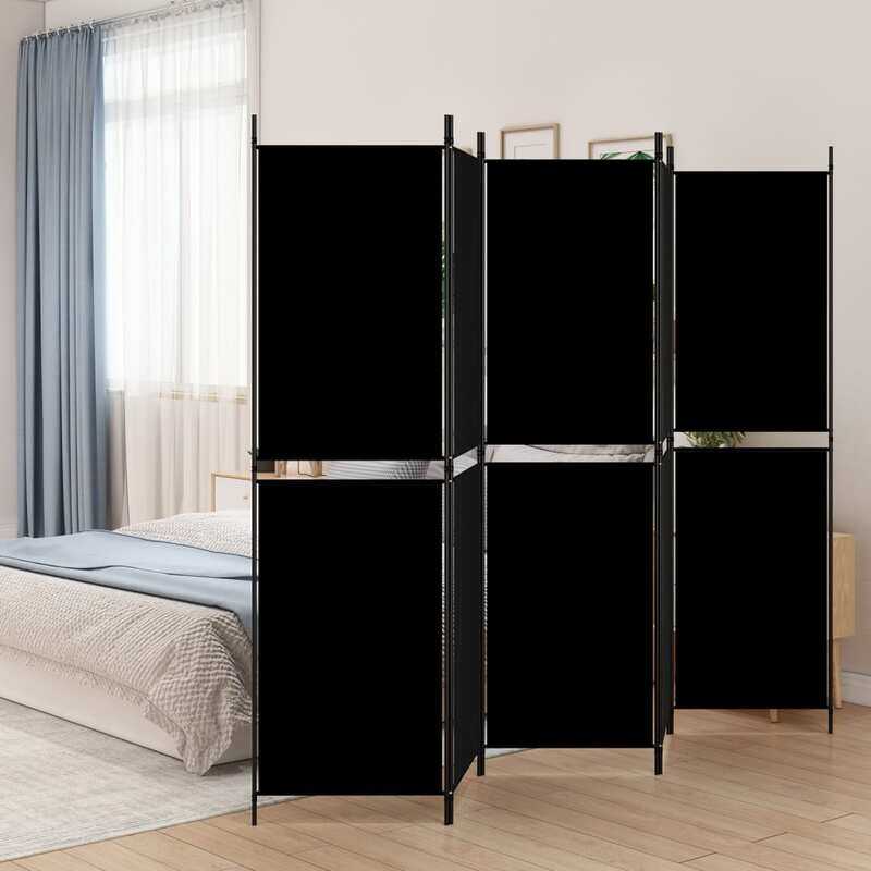 

vidaXL 5-Panel Room Divider Black 250x180 cm Fabric