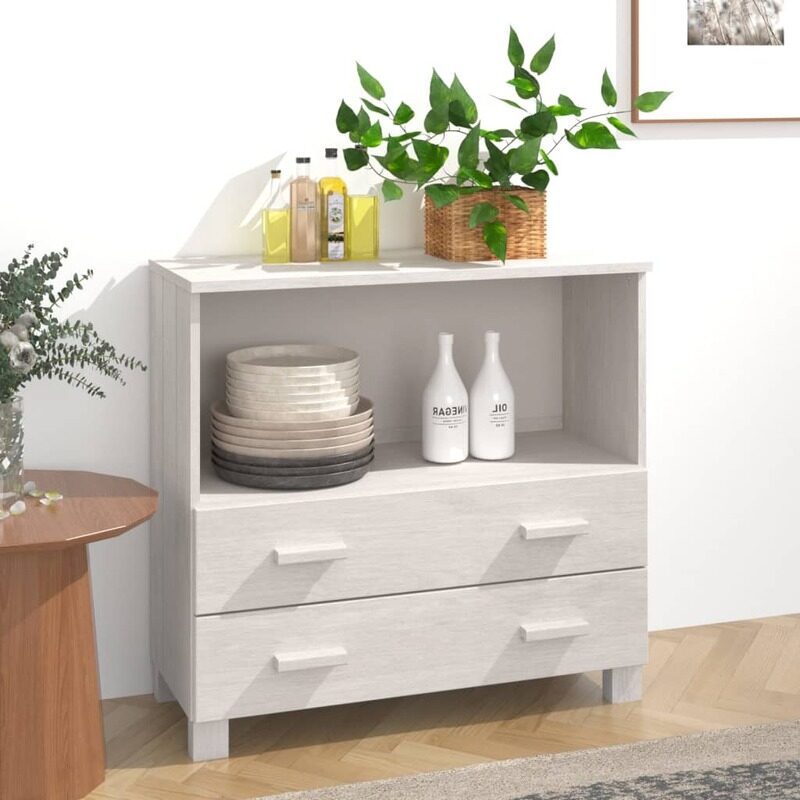 

vidaXL Sideboard HAMAR White 85x35x80 cm Solid Wood Pine