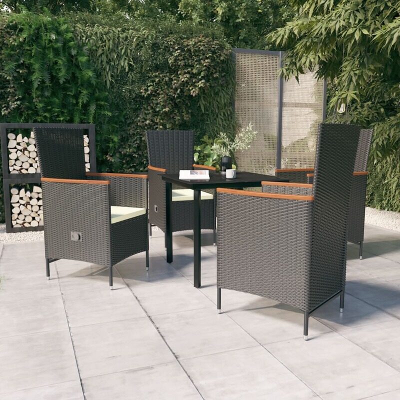 

vidaXL 5 Piece Garden Dining Set with Cushions Black